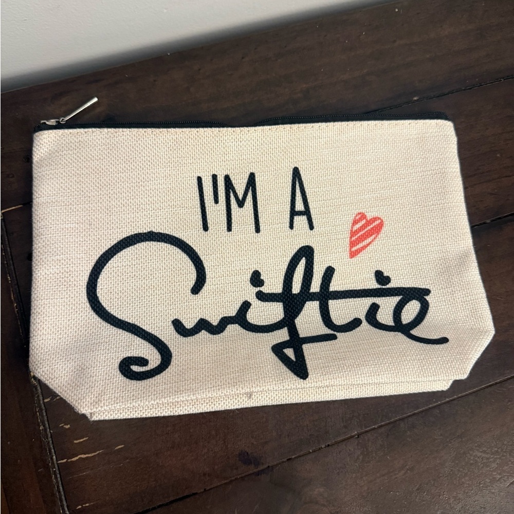 Taylor Swift Cream and Black Canvas Pouch